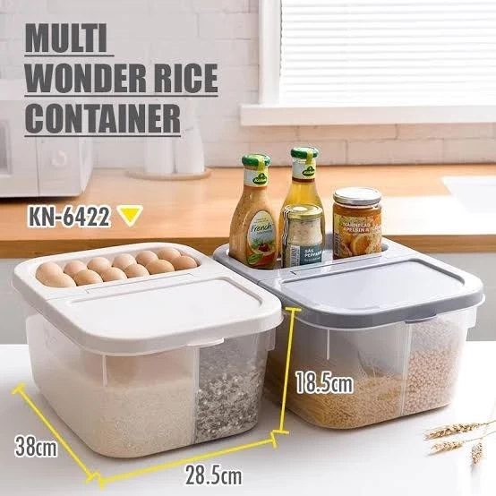 Multi Wonder Rice Container – Airtight Grain Storage Dispenser with Measuring Cup (10kg/15kg) | Food Storage Solution Nigeria