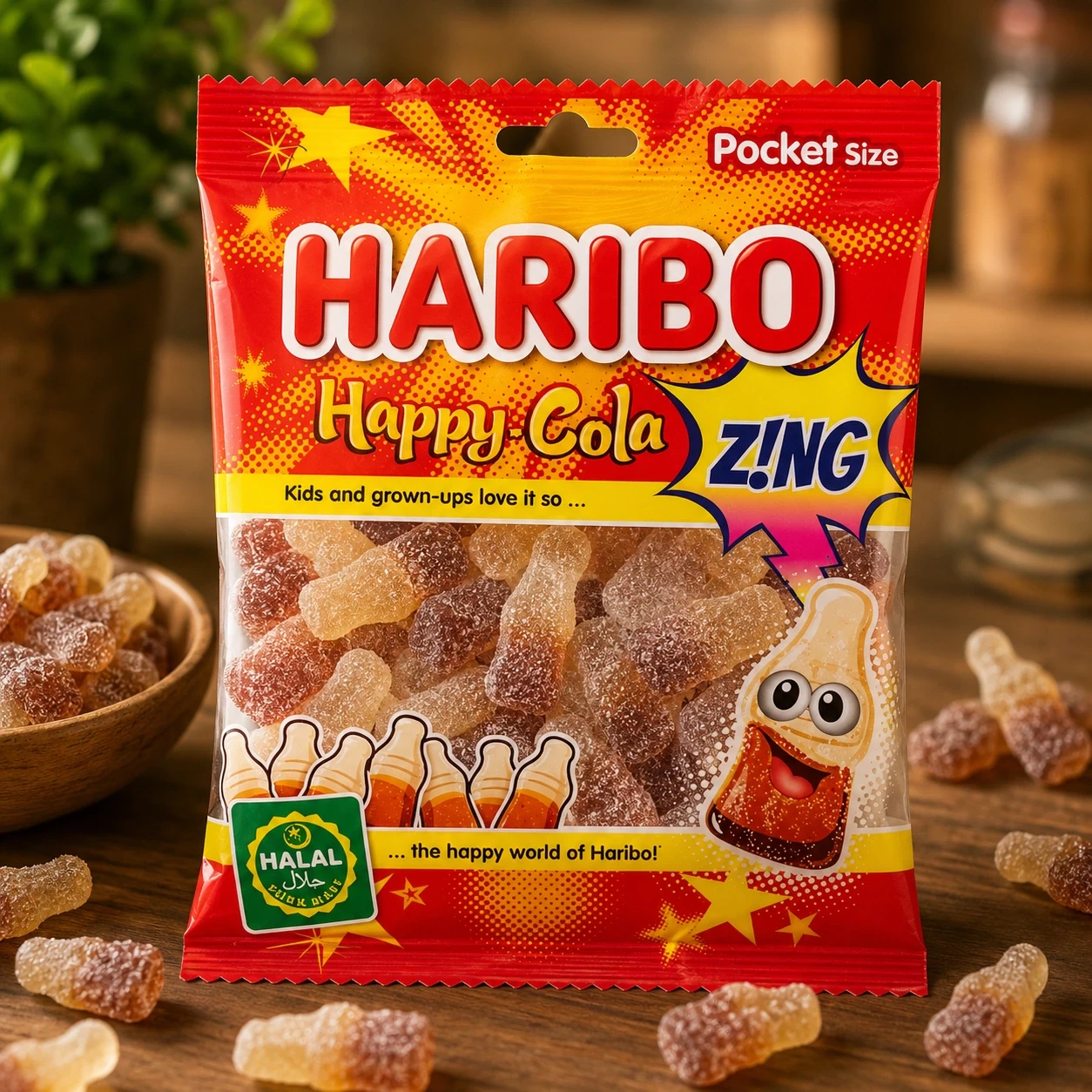 Haribo Happy Cola Zing 160g – Fizzy Cola Flavour Gummy Sweets in Lagos Nigeria
