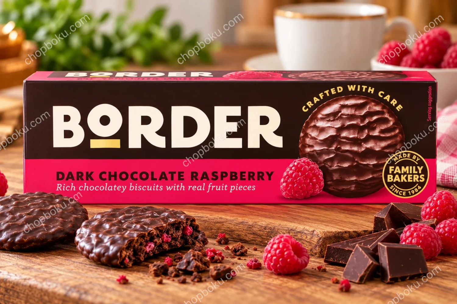 Border Dark Chocolate Raspberry Biscuits 150g