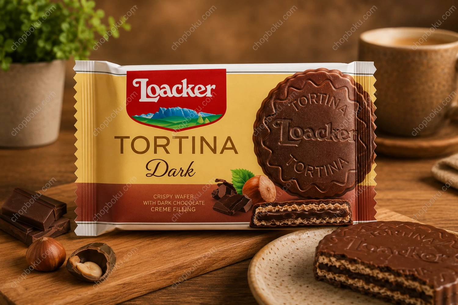 Loacker Tortina Dark Hazelnut Wafer 125g (6 × 21g) – Premium Italian Dark Chocolate Wafers in Lagos Nigeria