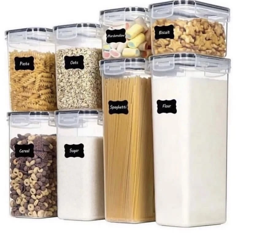 8-in-1 Airtight Food Storage Container Set – Grain, Flour, Sugar & Dry Goods Organizer Jars (Kitchen Storage Solution, BPA-Free)