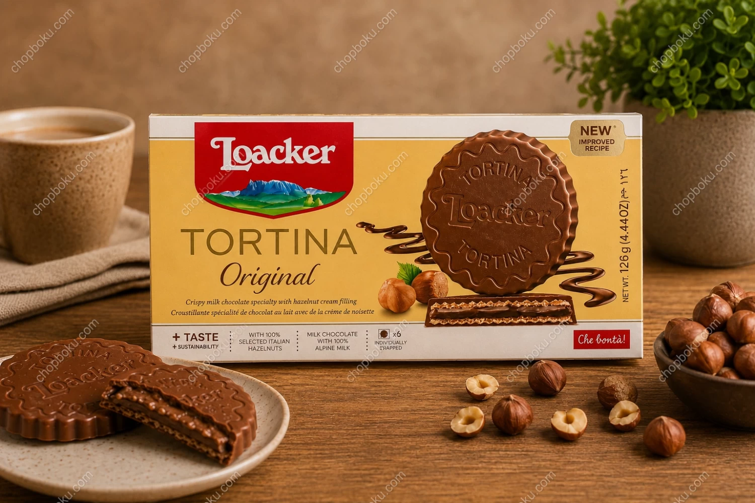 Loacker Tortina Original Hazelnut & Milk Chocolate Wafer 125g (6 × 21g) – Premium Italian Chocolate Wafers in Lagos Nigeria