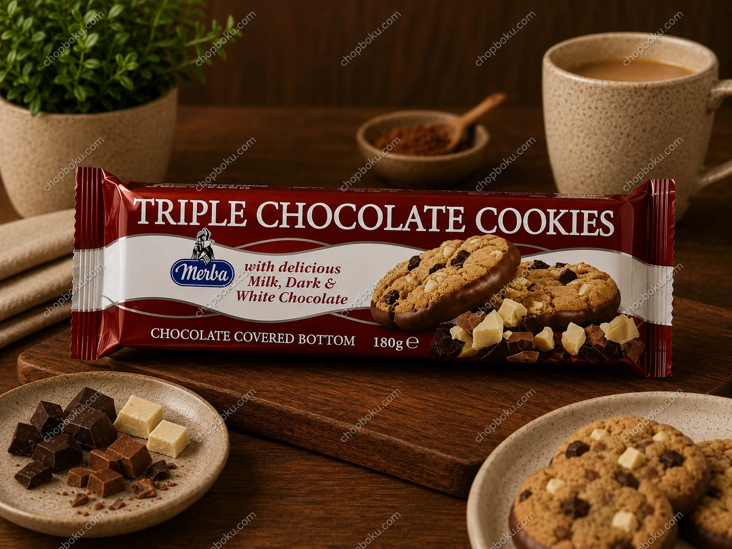 Merba Triple Chocolate Cookies 180g – Premium Dutch Chocolate Chunk Cookies in Lagos Nigeria