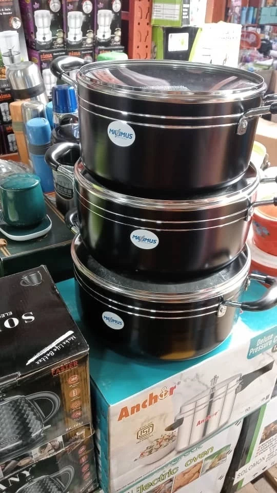 Maximus 6 Pieces Non-Stick Pots Set with Lids – Durable Kitchen Cookware Set | Buy in Lagos Nigeria (Bulk & Retail)