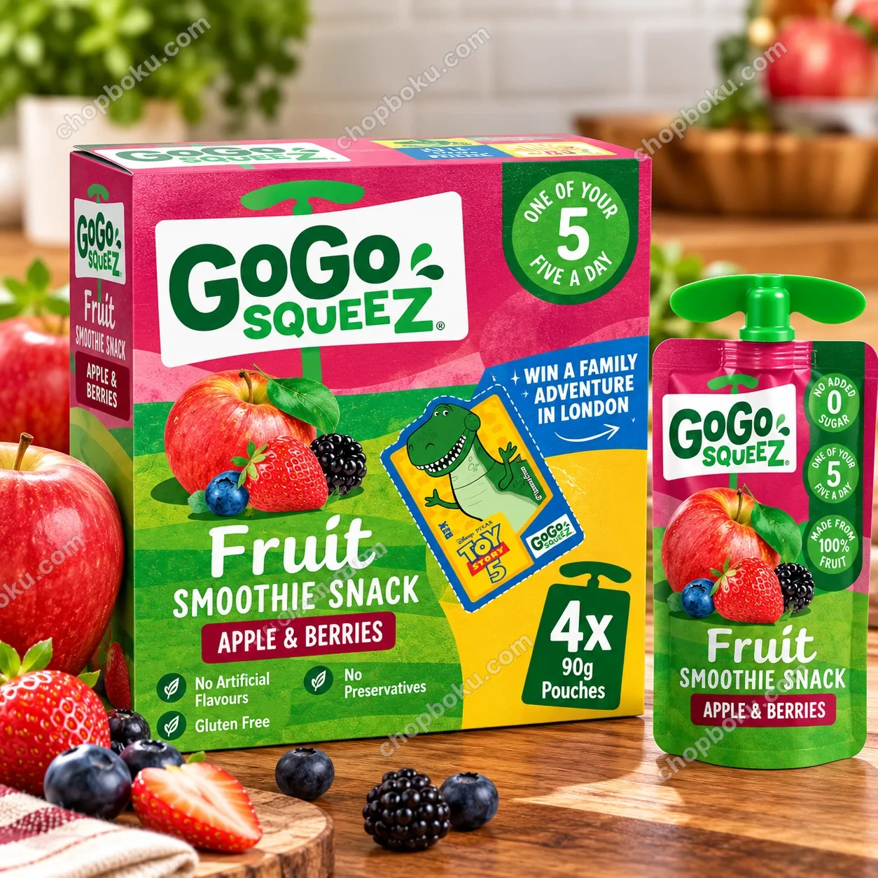 GoGo squeeZ Fruit Smoothie Snack Apple & Berries 4x90g
