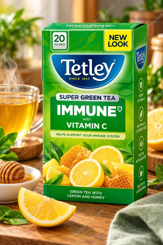 Tetley Super Green Tea with Lemon & Honey, Immune with Vitamin C – 20 Tea Bags