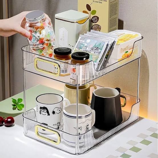 2-layers Transparent Storage Organizer rack