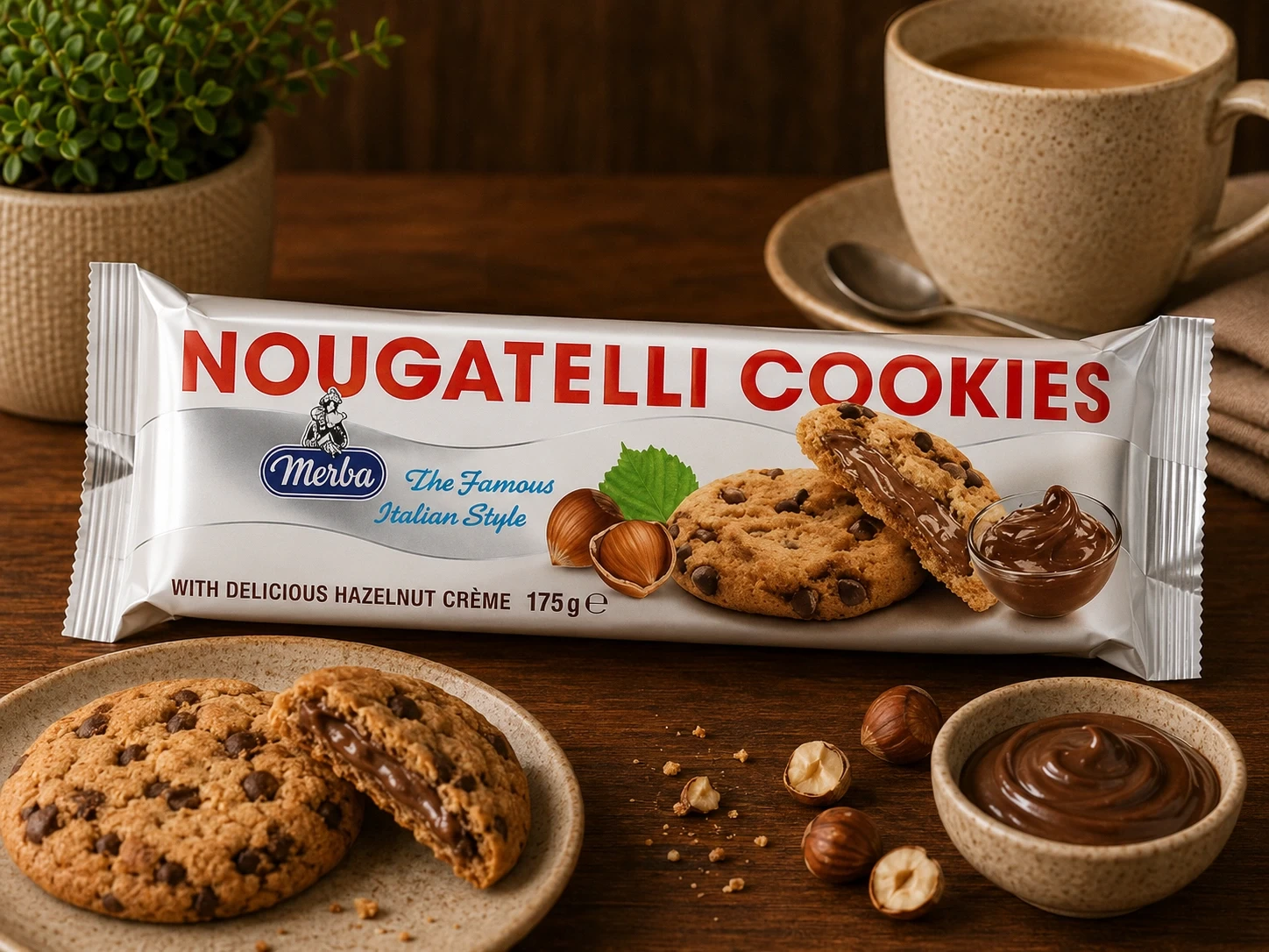 Merba Nougatelli Cookies 175g – Premium Dutch Hazelnut Chocolate Cookies in Lagos Nigeria